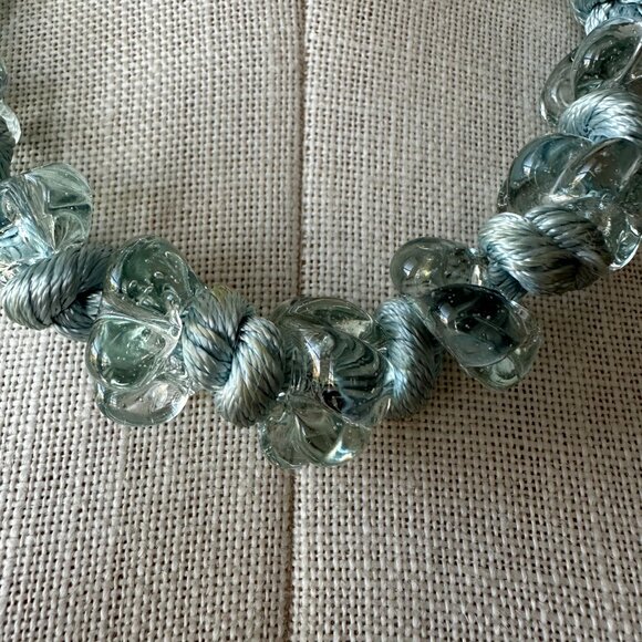 Baby Blue Aquamarine Single Strand Chunky Glass Bead Statement Necklace FRANCE - Picture 5 of 7